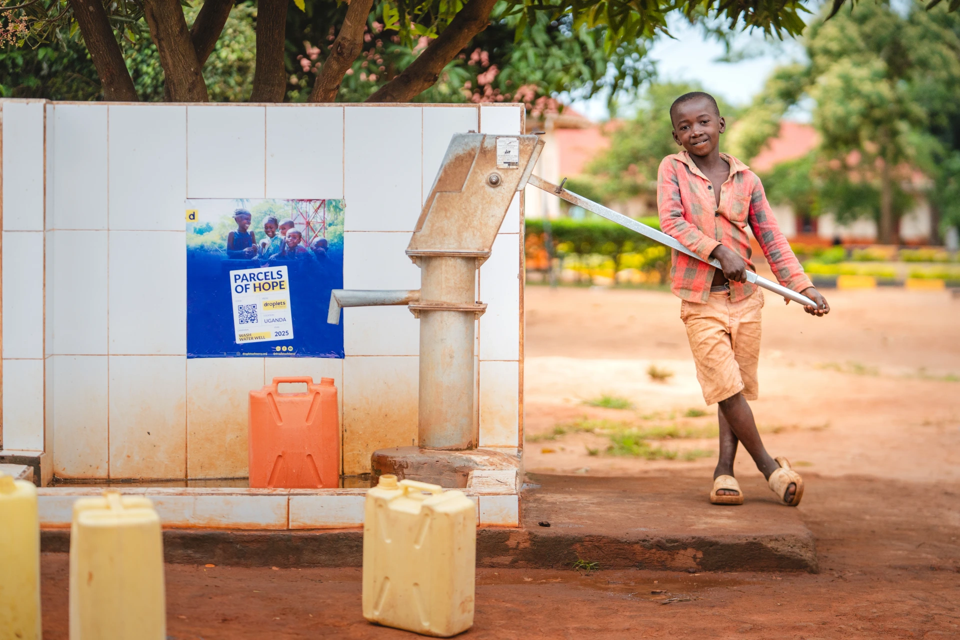 Beneficiary receiving clean water