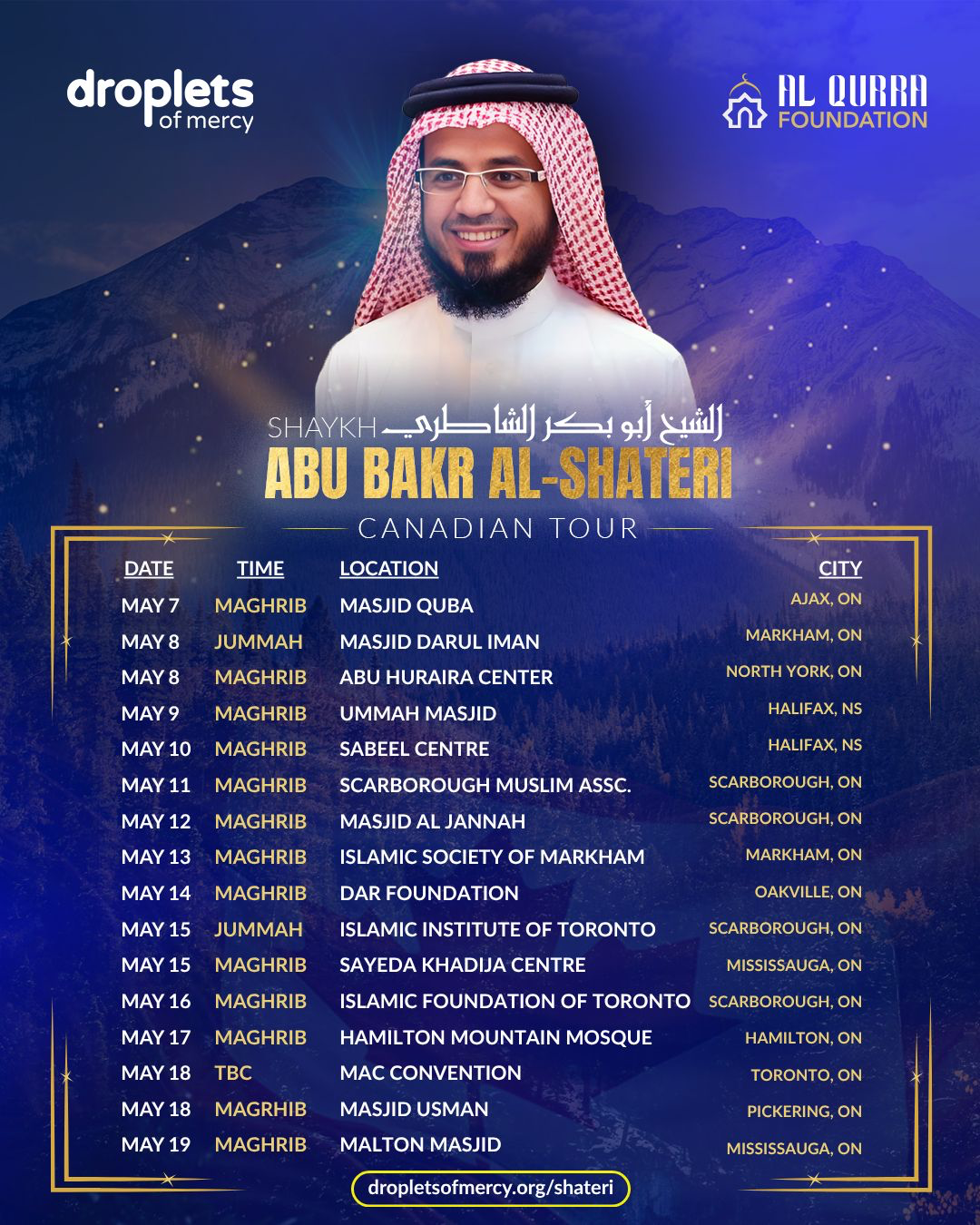 Shaykh Abu Bakr Al-Shateri Canadian Tour May 2026